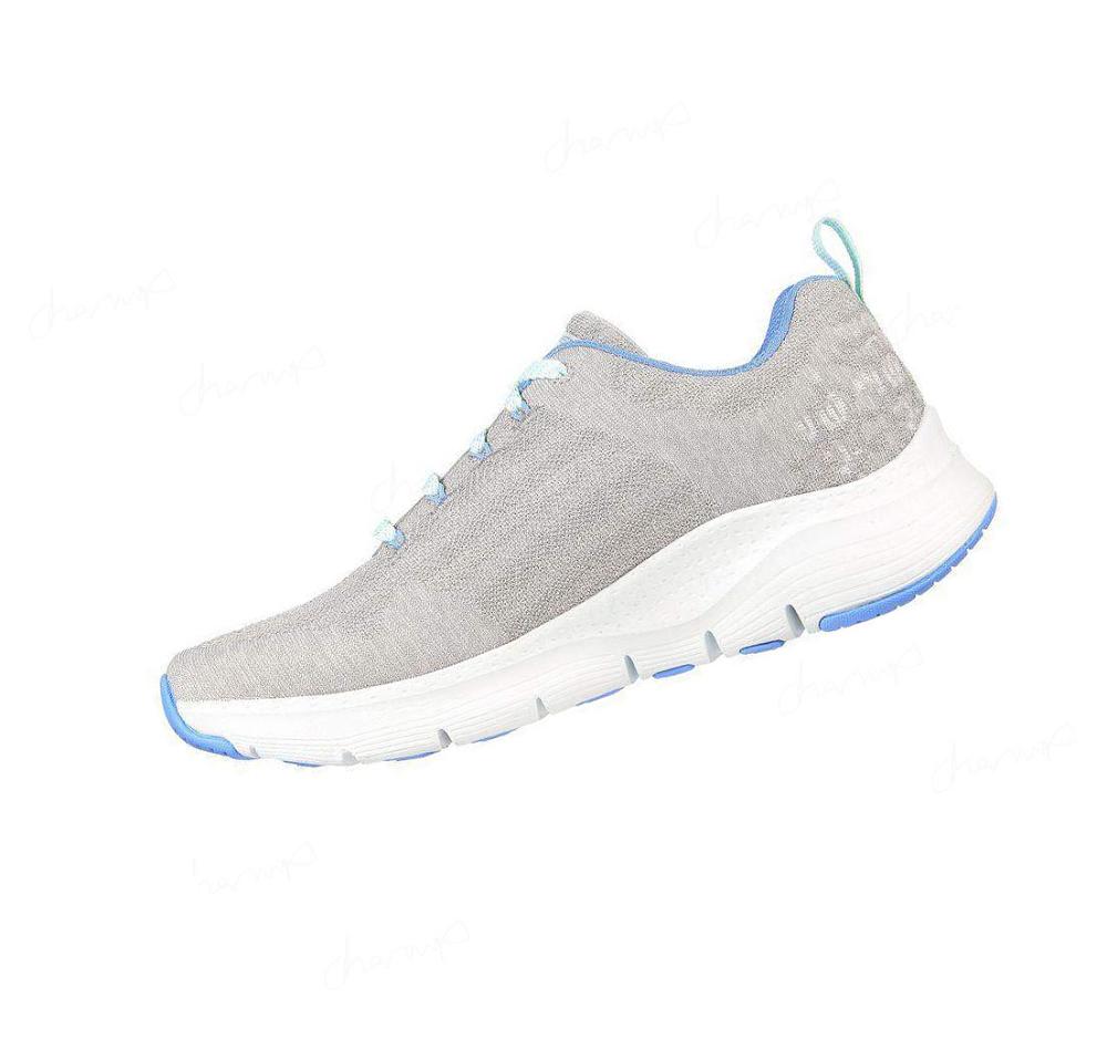 Zapatillas Para Caminar Skechers Arch Fit - Comfy Wave Mujer Gris Claro Azules | A2A8S_AR