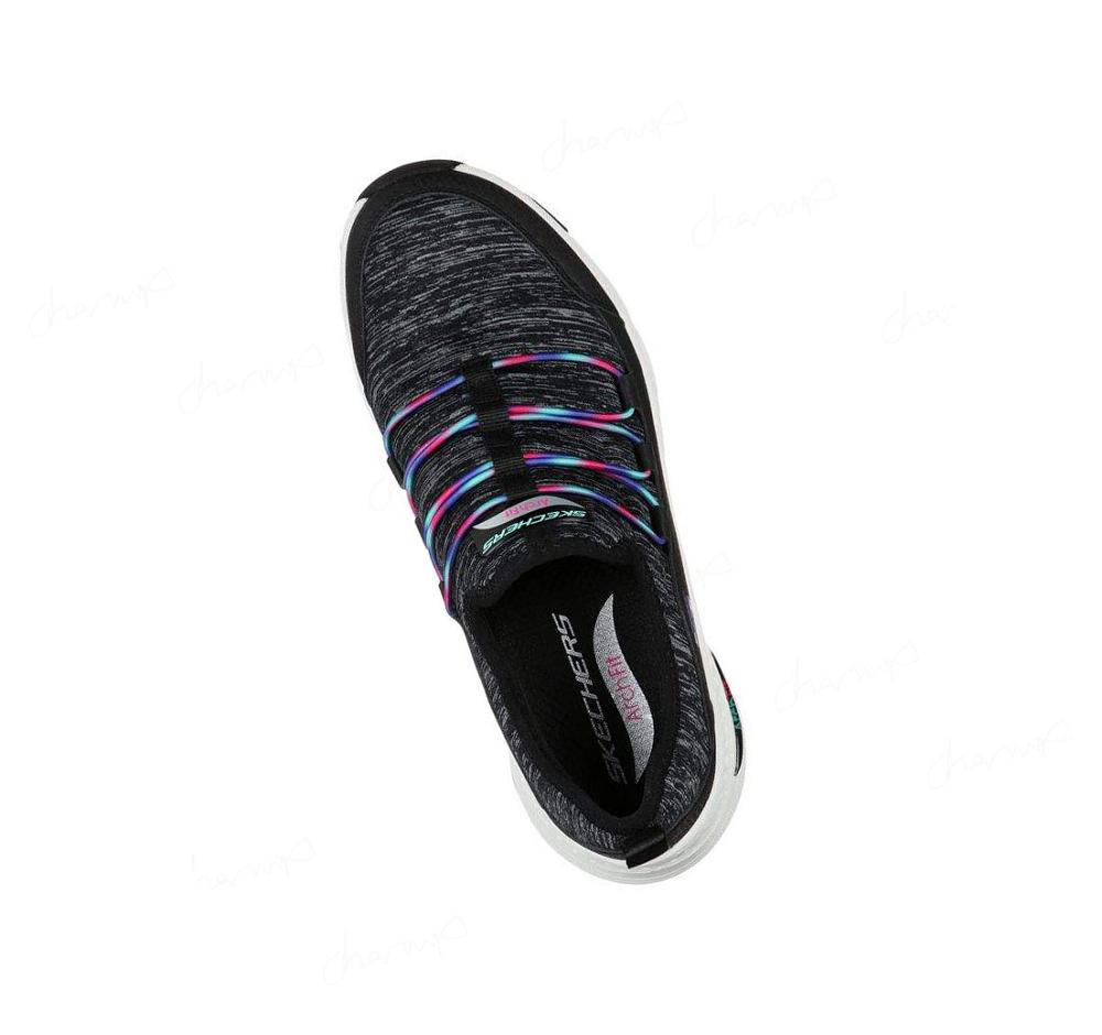 Zapatillas Para Caminar Skechers Arch Fit - Rainbow View Mujer Negras Multicolor | A598B_AR