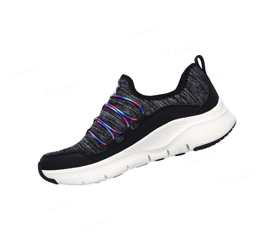 Zapatillas Para Caminar Skechers Arch Fit - Rainbow View Mujer Negras Multicolor | A598B_AR