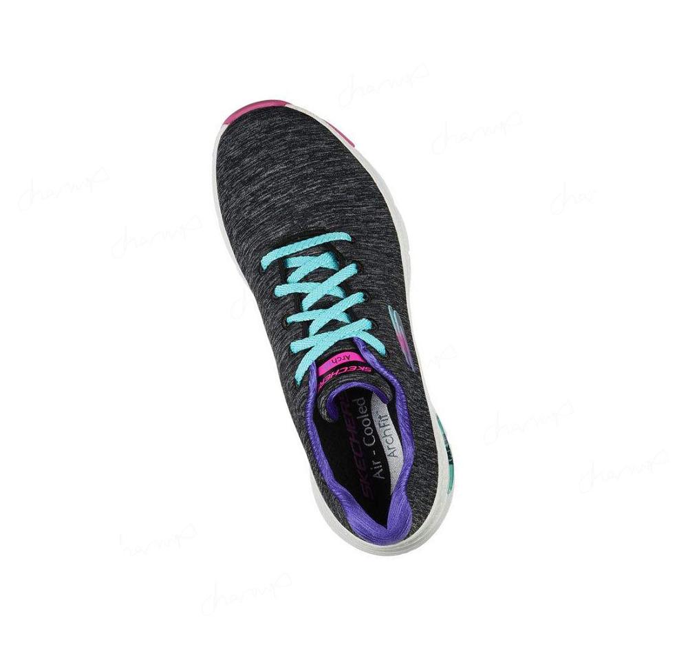 Zapatillas Para Caminar Skechers Arch Fit - Pillow Walker Mujer Negras Multicolor | A5A8A_AR