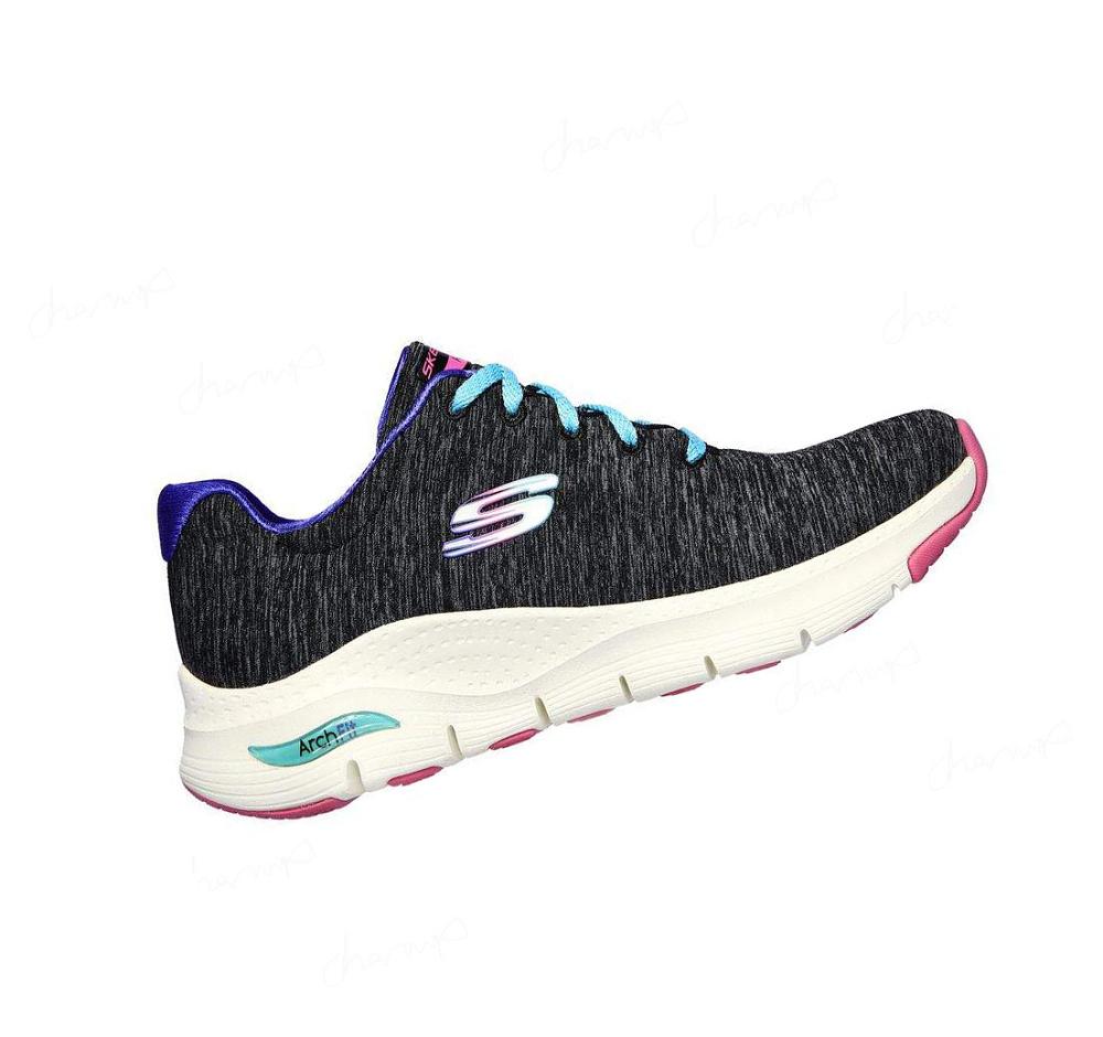 Zapatillas Para Caminar Skechers Arch Fit - Pillow Walker Mujer Negras Multicolor | A5A8A_AR