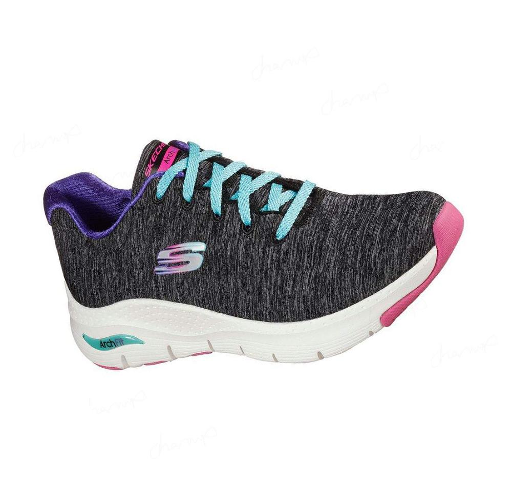 Zapatillas Para Caminar Skechers Arch Fit - Pillow Walker Mujer Negras Multicolor | A5A8A_AR