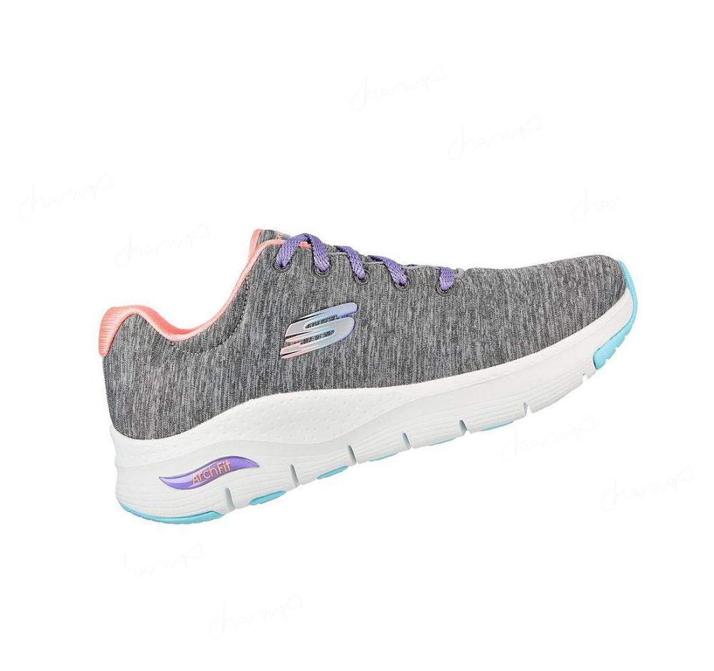 Zapatillas Para Caminar Skechers Arch Fit - Pillow Walker Mujer Gris Multicolor | A5T3D_AR