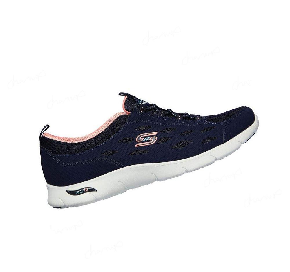 Zapatillas Para Caminar Skechers Arch Fit Refine Mujer Azul Marino Coral | AAA9P_AR