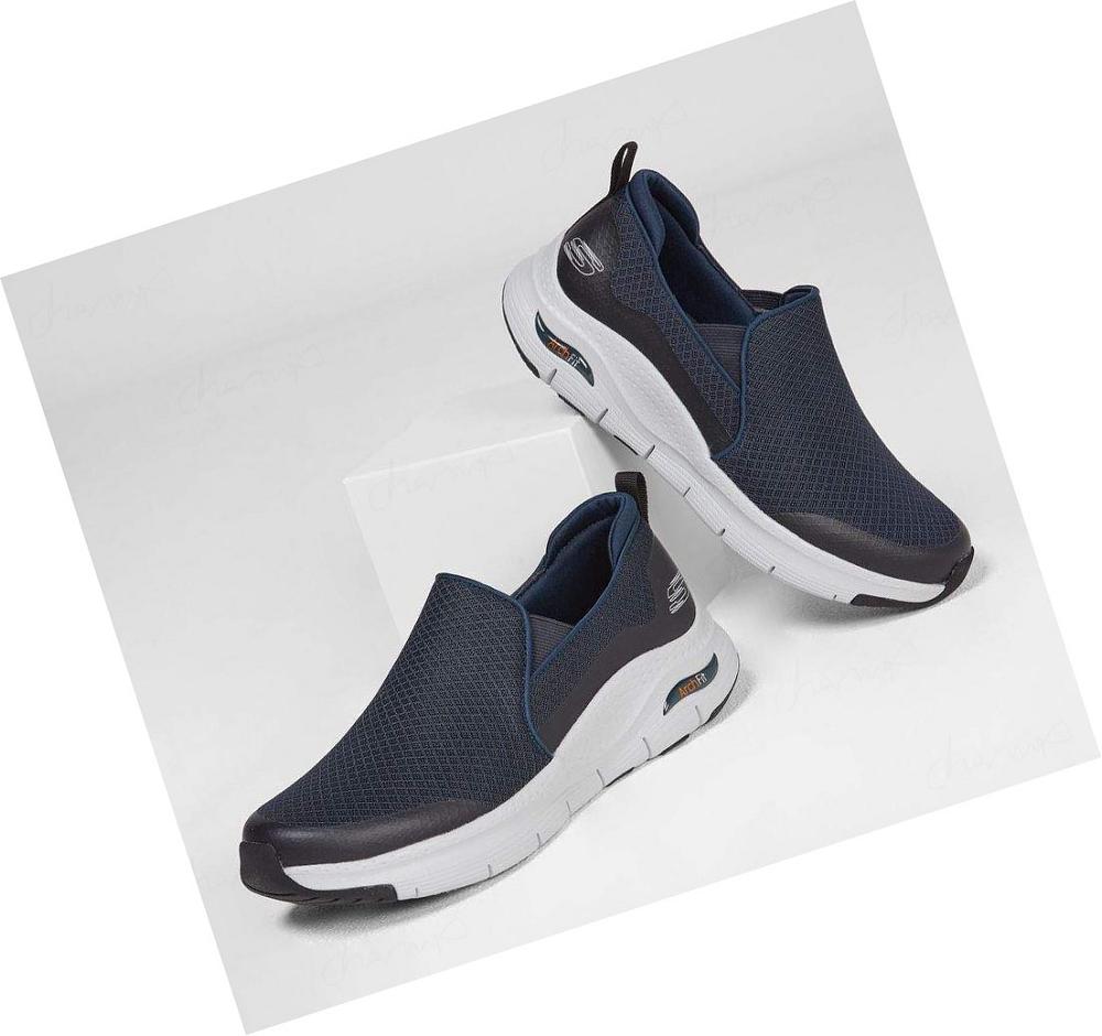 Zapatillas Para Caminar Skechers Arch Fit - Banlin Hombre Azul Marino | I0A3P_AR