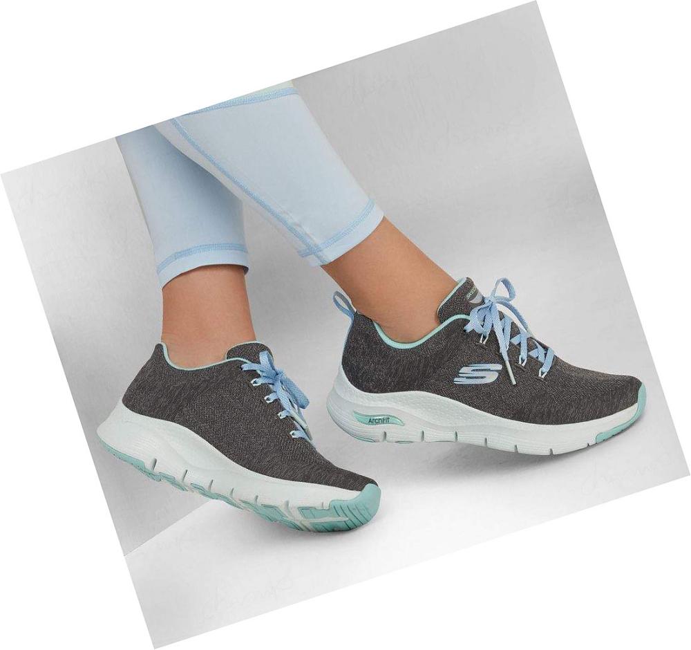 Zapatillas Para Caminar Skechers Arch Fit - Comfy Wave Mujer Gris Turquesa | T0598_AR