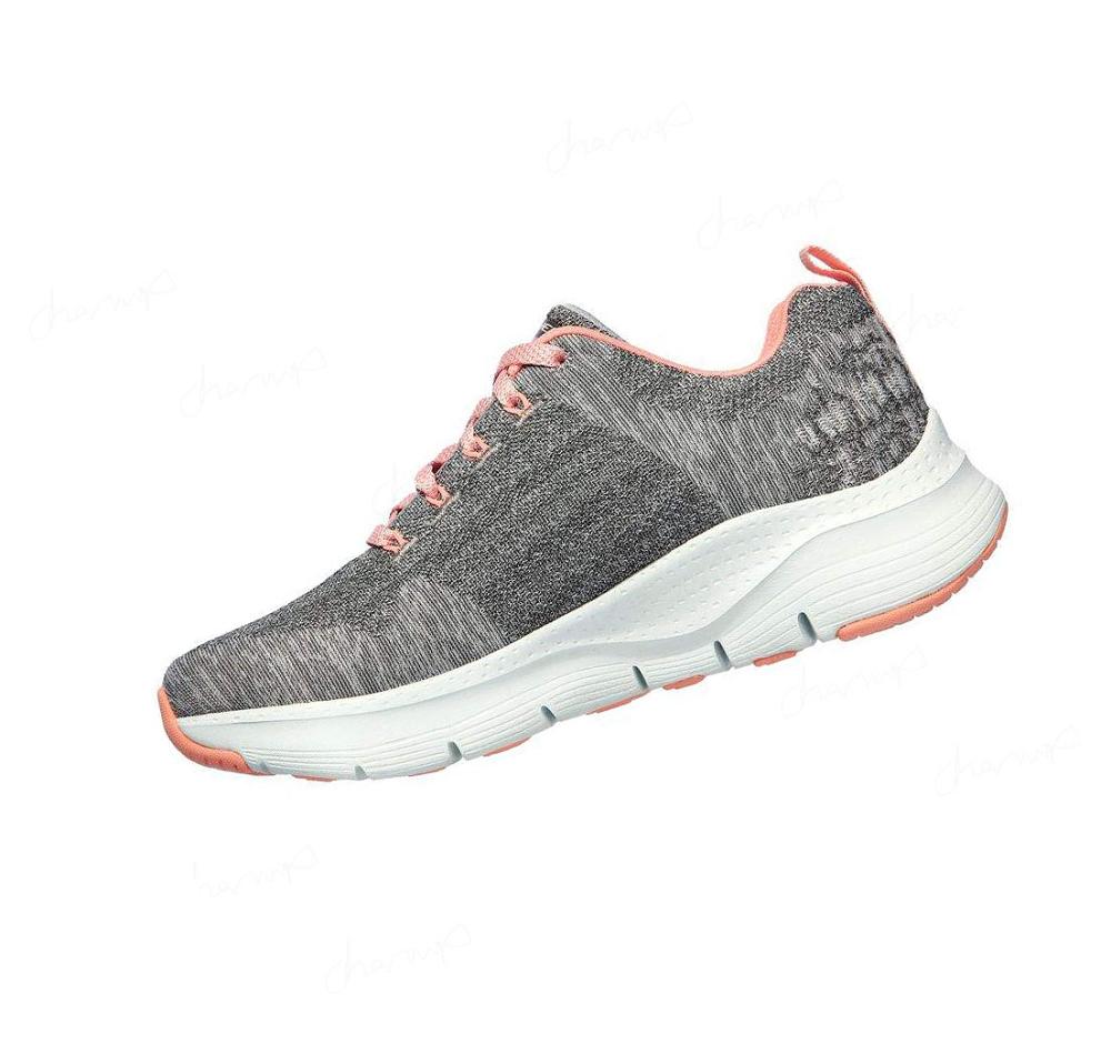 Zapatillas Para Caminar Skechers Arch Fit - Comfy Wave Mujer Gris Rosas | T069D_AR