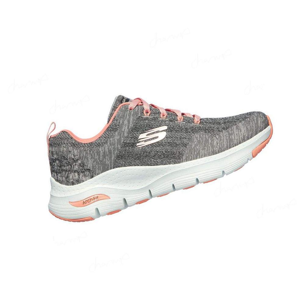 Zapatillas Para Caminar Skechers Arch Fit - Comfy Wave Mujer Gris Rosas | T069D_AR