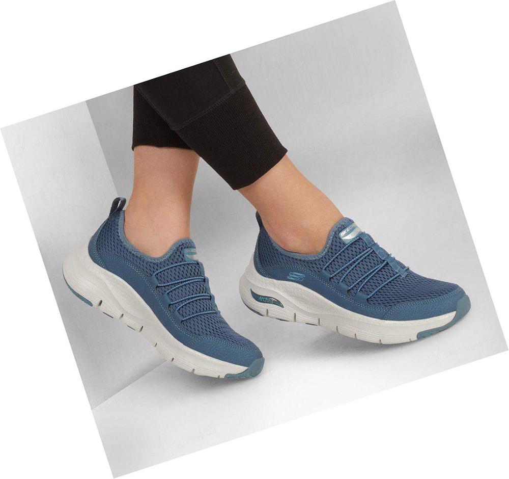 Zapatillas Para Caminar Skechers Arch Fit - Lucky Thoughts Mujer Azul Marino | T08A0_AR