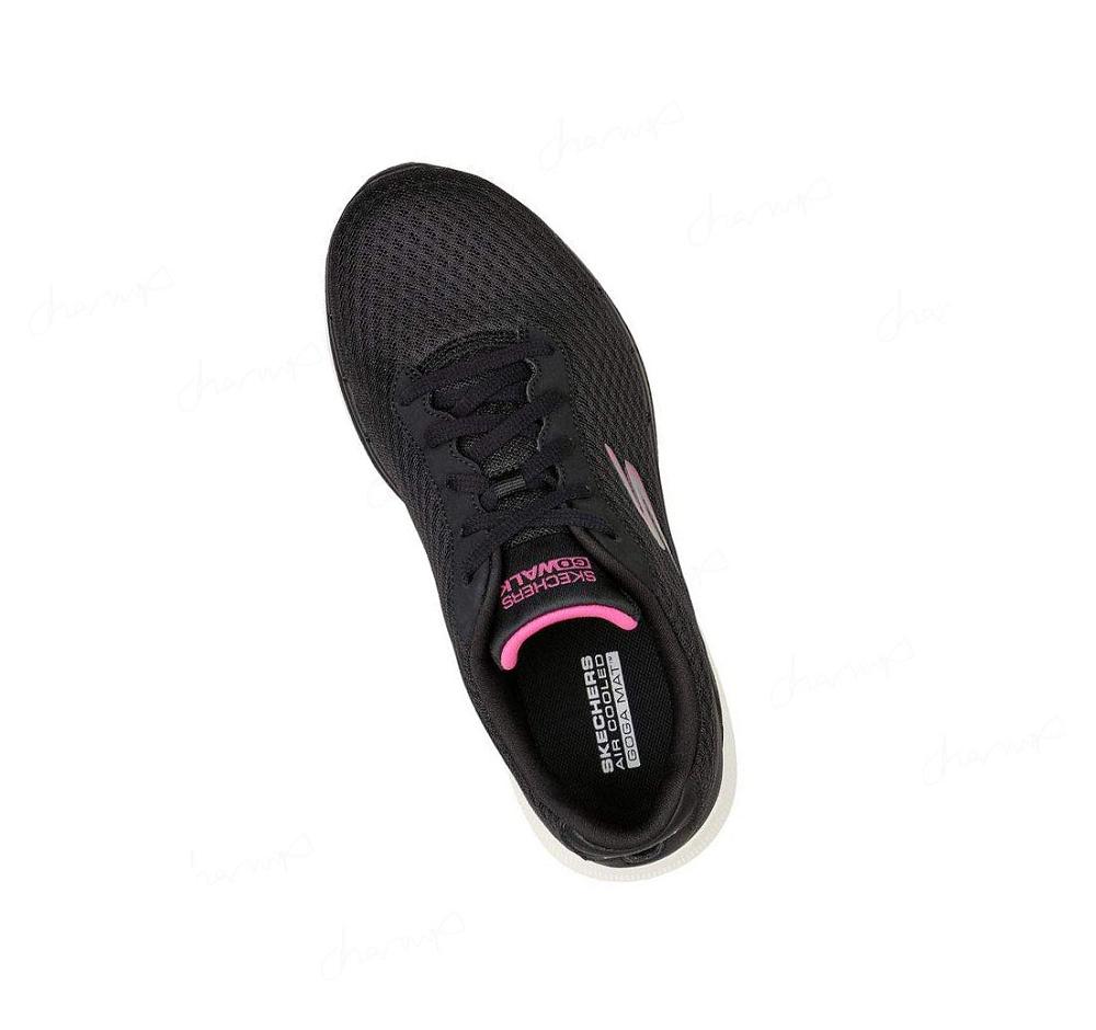 Zapatillas Para Caminar Skechers GO WALK 6 - Iconic Vision Mujer Negras Rosas | 5598L_AR