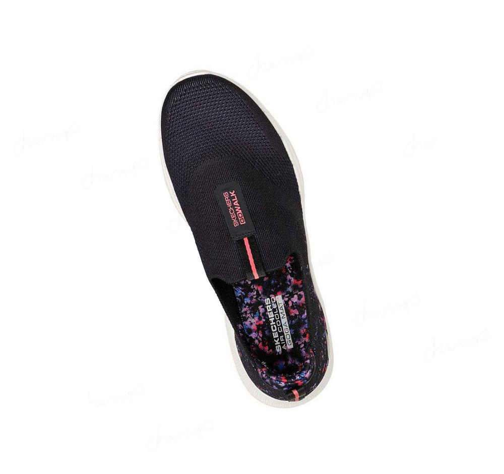 Zapatillas Para Caminar Skechers GO WALK 6 - Floral Sunrise Mujer Negras Multicolor | 55T3X_AR