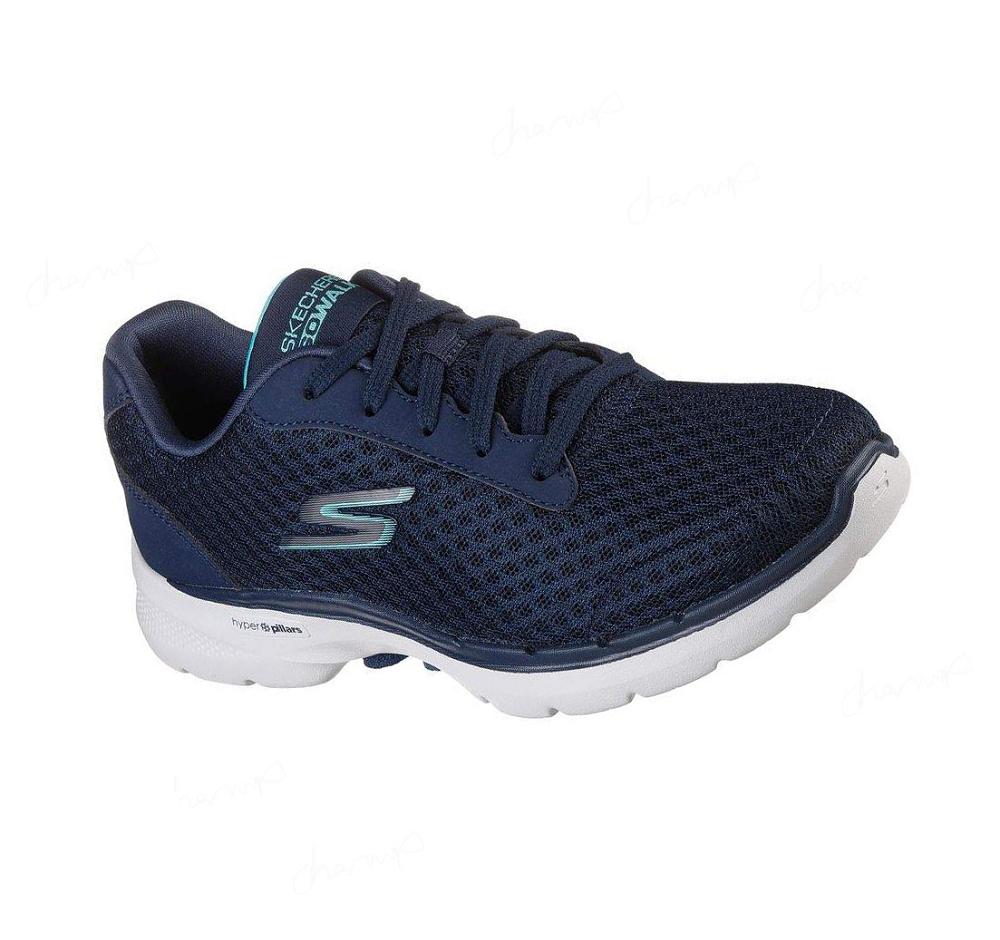 Zapatillas Para Caminar Skechers GO WALK 6 - Iconic Vision Mujer Azul Marino Turquesa | 5623A_AR