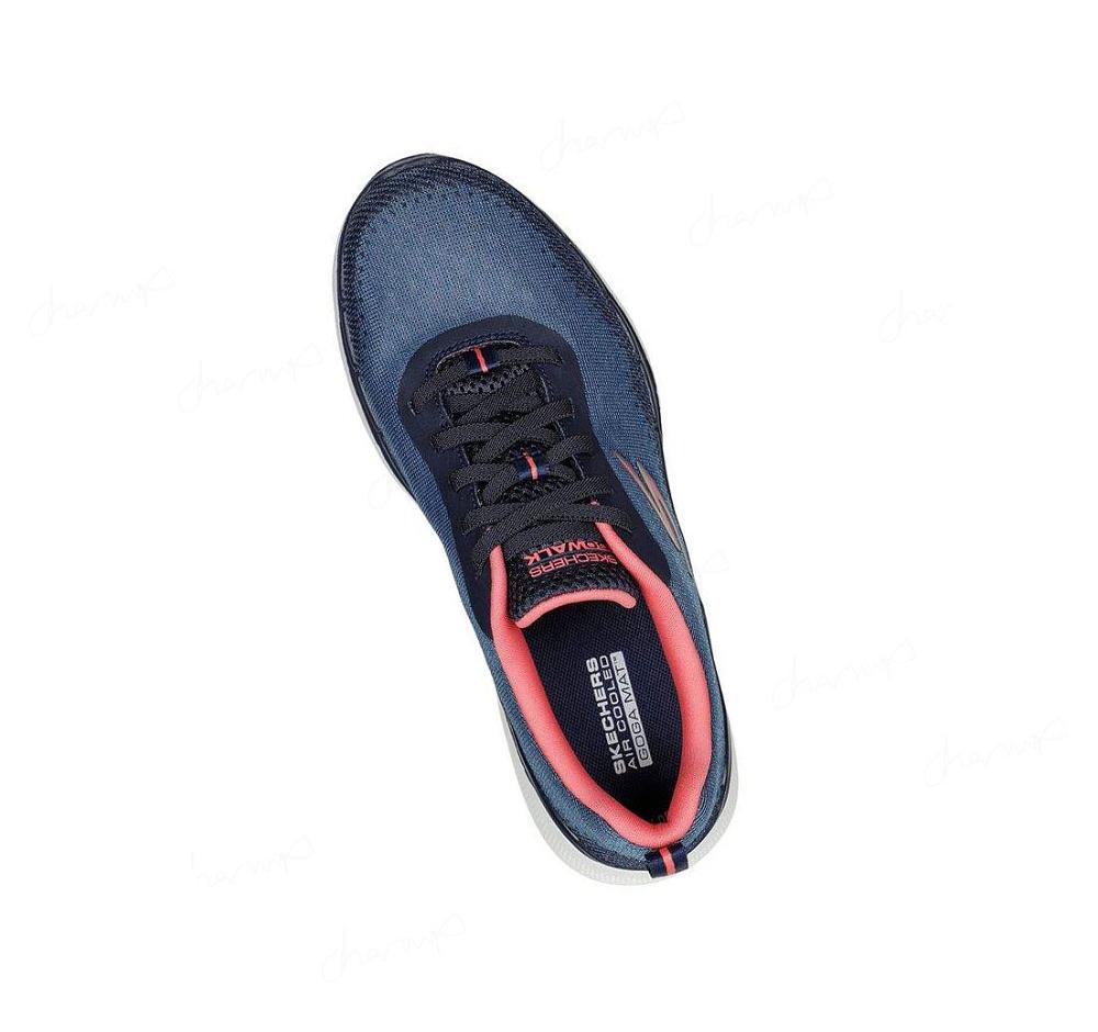 Zapatillas Para Caminar Skechers GO WALK 6 - Spring Horizon Mujer Azul Marino Coral | 5698W_AR