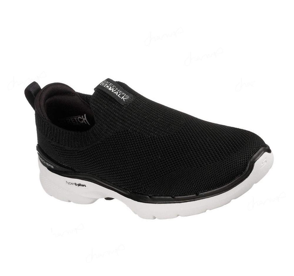 Zapatillas Para Caminar Skechers GO WALK 6 - Vibrant Smile Mujer Negras Blancas | 5923G_AR