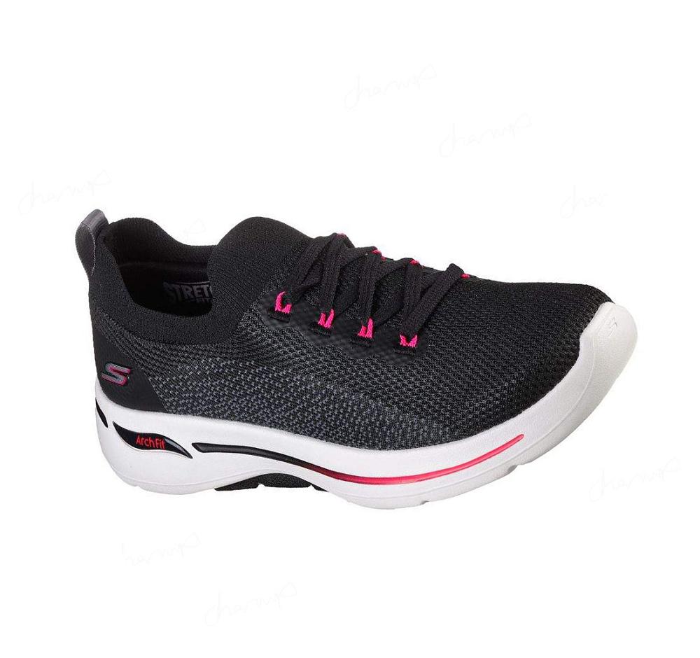 Zapatillas Para Caminar Skechers GO WALK Arch Fit - Clancy Mujer Negras Rosas | 59A8R_AR