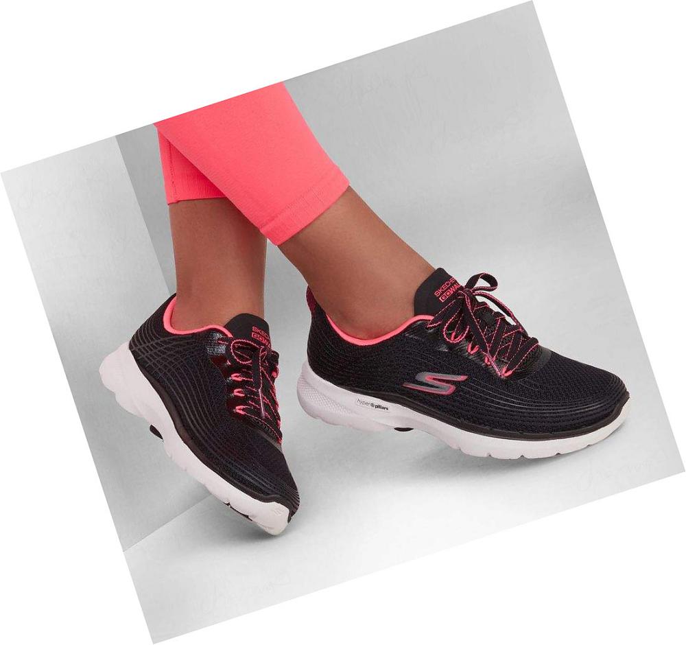 Zapatillas Para Caminar Skechers GO WALK 6 - Stunning Glow Mujer Negras Rosas | 5T23P_AR