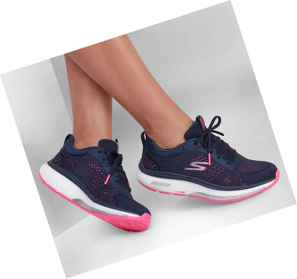 Zapatillas Para Caminar Skechers GO WALK Workout Walker - Outpace Mujer Azul Marino Rosas | A6T3G_AR