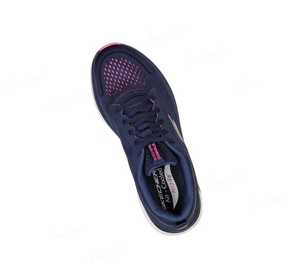 Zapatillas Para Caminar Skechers GO WALK Workout Walker - Outpace Mujer Azul Marino Rosas | A6T3G_AR