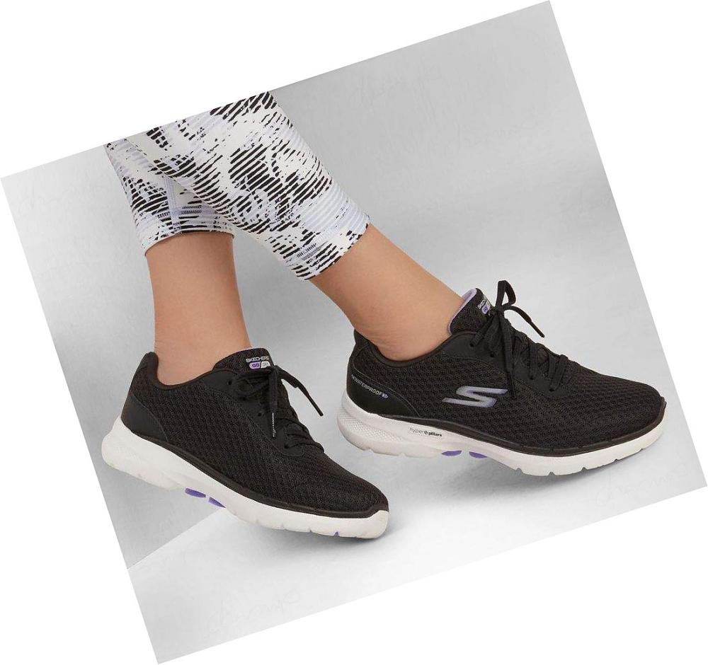 Zapatillas Para Caminar Skechers GO WALK 6 - Venecia Mujer Negras Lavanda | AAT3P_AR