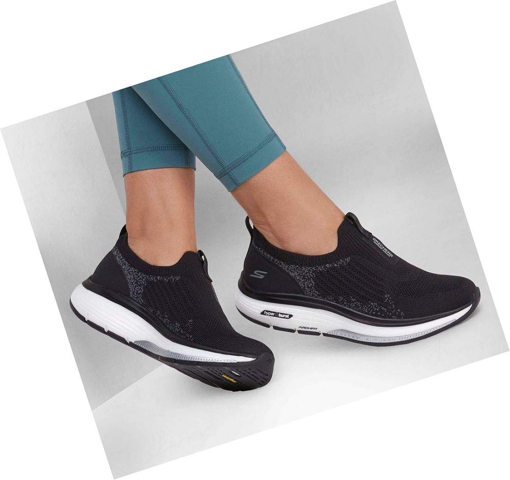 Zapatillas Para Caminar Skechers GO WALK Workout Walker - Quick Motion Mujer Negras Blancas | AT23E_AR