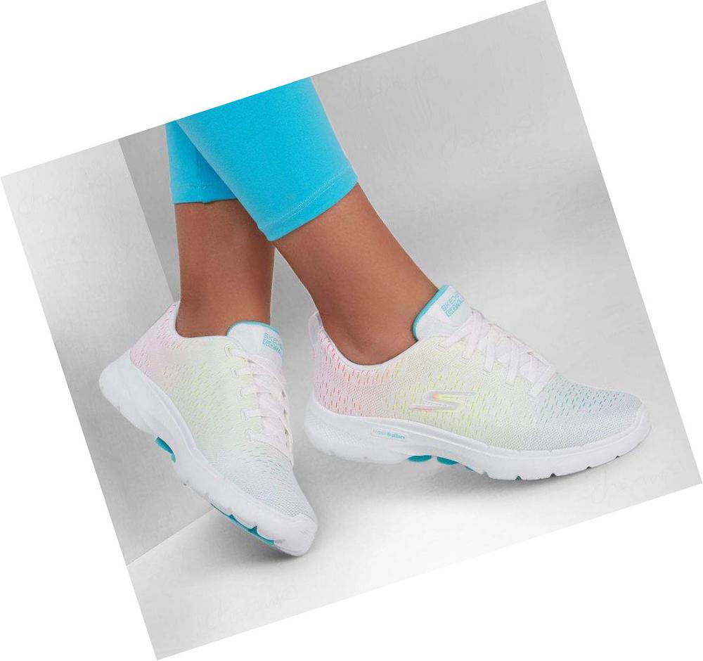 Zapatillas Para Caminar Skechers GOwalk 6 - Vibrant Energy Mujer Blancas Multicolor | 6523D_AR