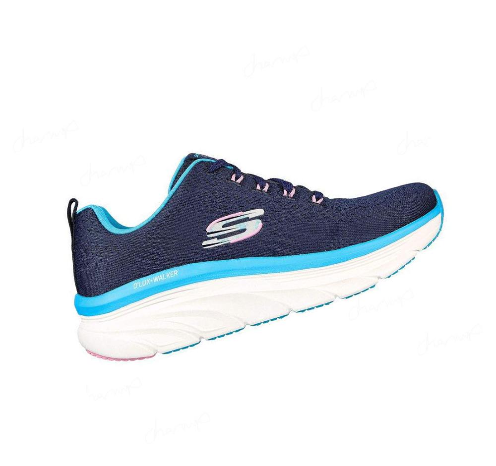 Zapatillas Para Caminar Skechers Relaxed Fit: D'Lux Walker - Fresh Finesse Mujer Azul Marino Turquesa | 33985_AR