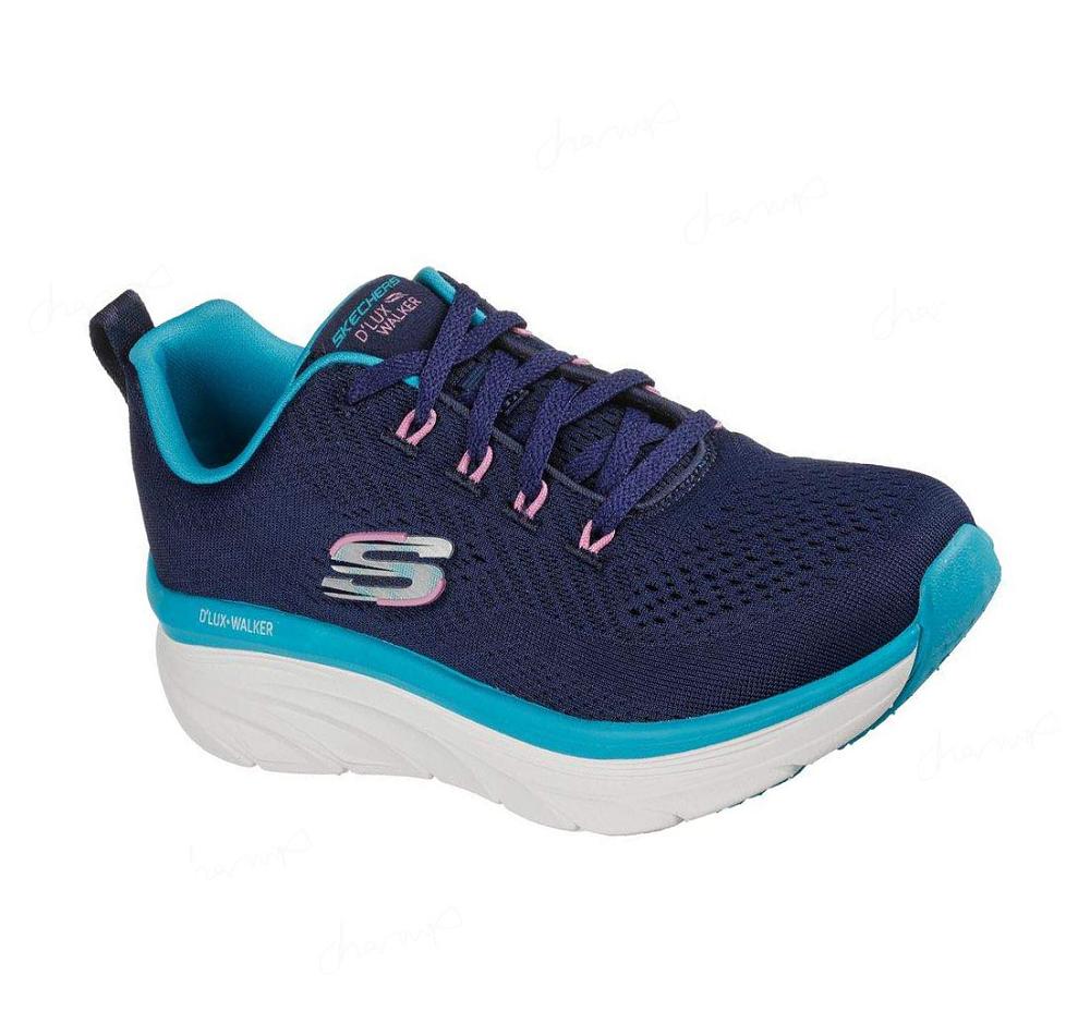 Zapatillas Para Caminar Skechers Relaxed Fit: D\'Lux Walker - Fresh Finesse Mujer Azul Marino Turquesa | 33985_AR