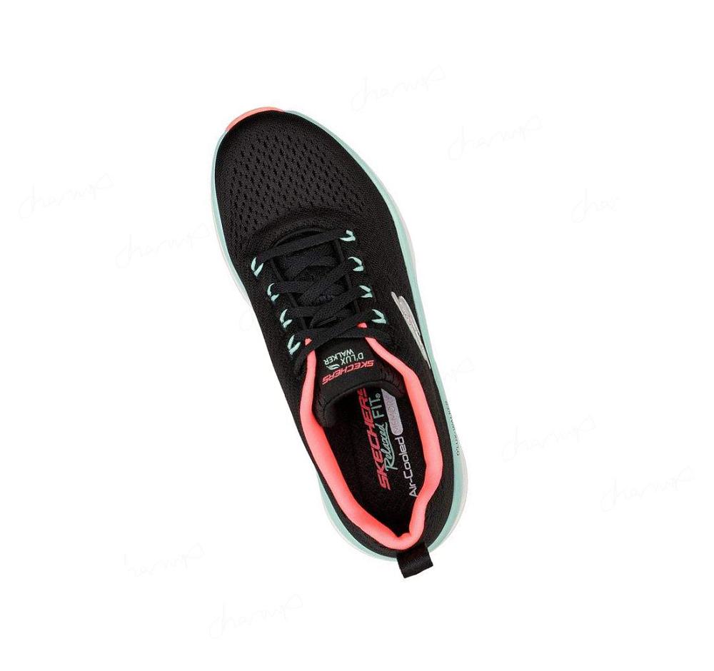 Zapatillas Para Caminar Skechers Relaxed Fit: D'Lux Walker - Fresh Finesse Mujer Negras Verde Menta | 33T3E_AR