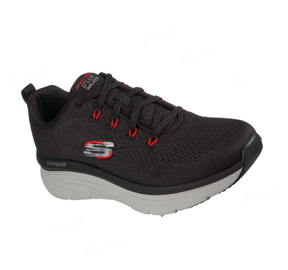 Zapatillas Para Caminar Skechers Relaxed Fit: D\'Lux Walker - Meerno Hombre Negras Rojas | 5839B_AR