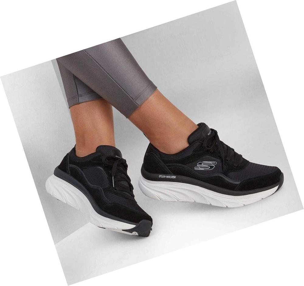 Zapatillas Para Caminar Skechers Relaxed Fit: D'Lux Walker - New Moment Mujer Negras Blancas | 6922L_AR