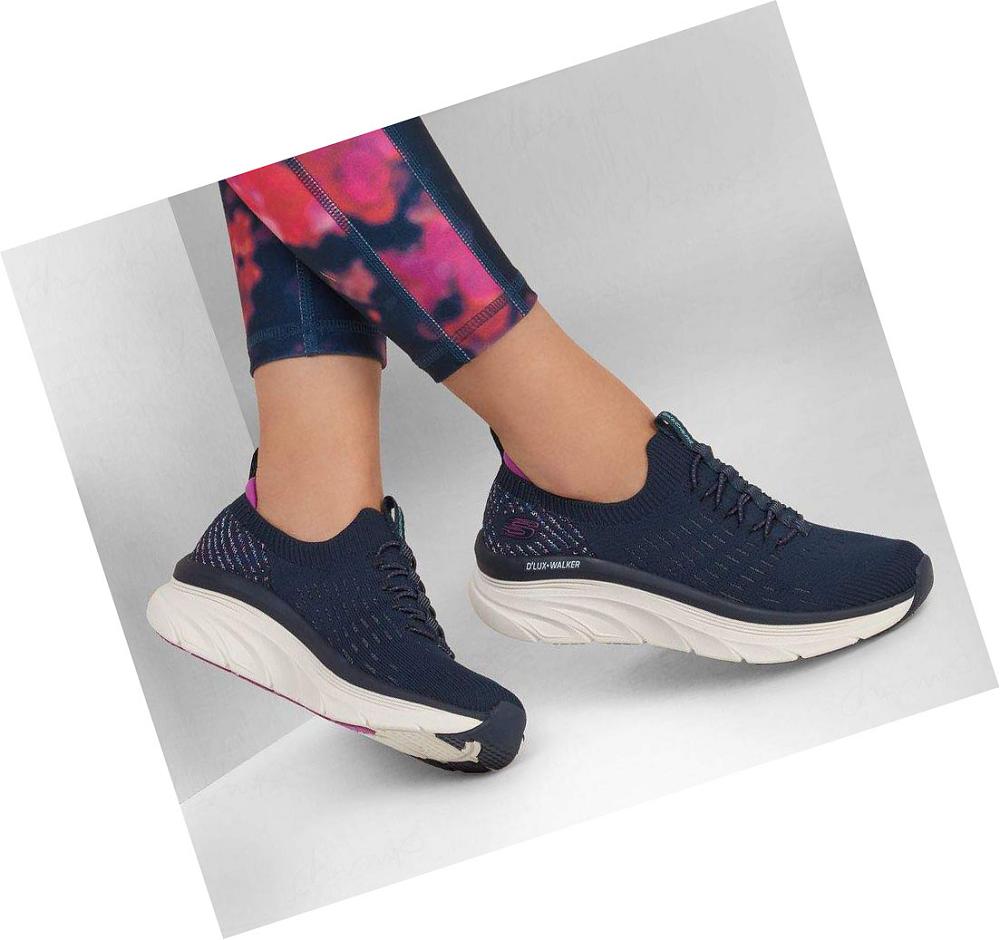 Zapatillas Para Caminar Skechers Relaxed Fit: D'Lux Walker - Star Stunner Mujer Azul Marino Moradas | 6959D_AR