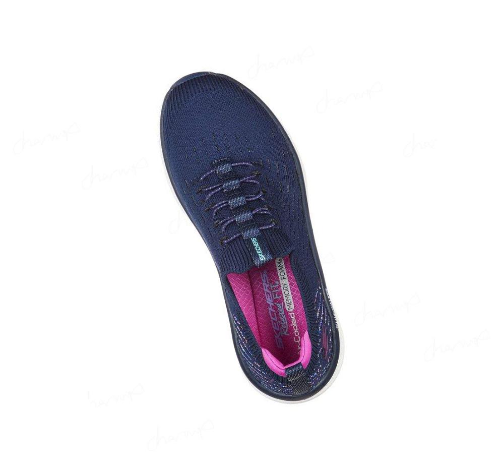 Zapatillas Para Caminar Skechers Relaxed Fit: D'Lux Walker - Star Stunner Mujer Azul Marino Moradas | 6959D_AR