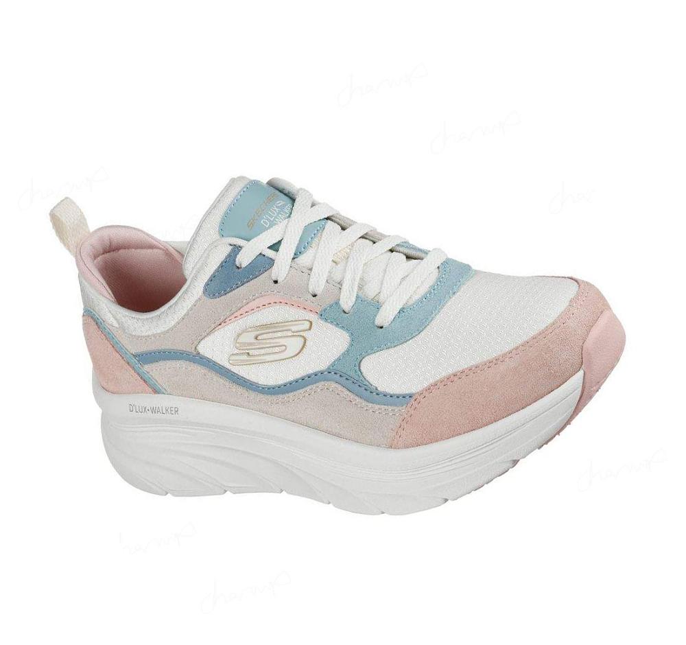 Zapatillas Para Caminar Skechers Relaxed Fit: D\'Lux Walker - New Moment Mujer Blancas Rosas | 69AAK_AR