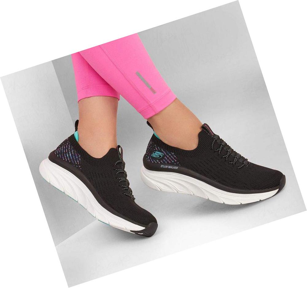 Zapatillas Para Caminar Skechers Relaxed Fit: D'Lux Walker - Star Stunner Mujer Negras Azules Claro | 69AT0_AR