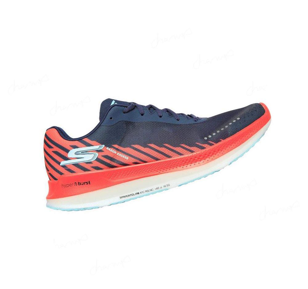 Zapatillas Running Skechers GO RUN Razor Excess Hombre Azul Marino Coral | A83T0_AR