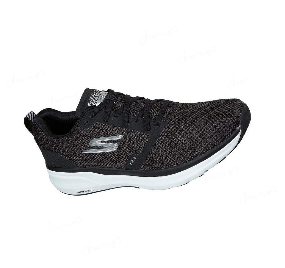 Zapatillas Running Skechers GOrun Pure 2 - Axis Hombre Negras Blancas | 3650S_AR