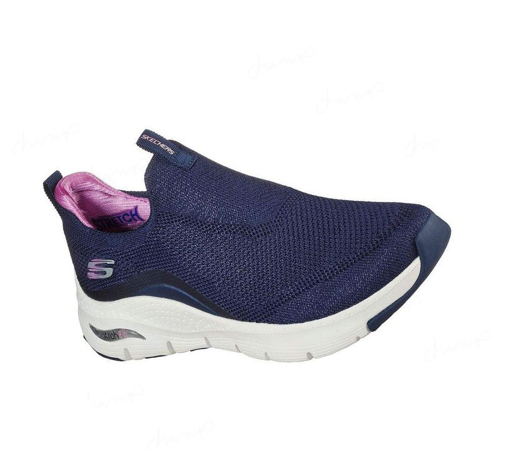 Zapatillas Sin Cordones Skechers Arch Fit - Keep It Up Mujer Azul Marino Moradas | 3838C_AR