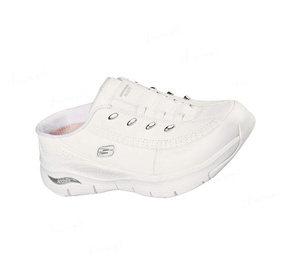 Zapatillas Sin Cordones Skechers Arch Fit - Blessful Me Mujer Blancas Plateadas | 39TAB_AR