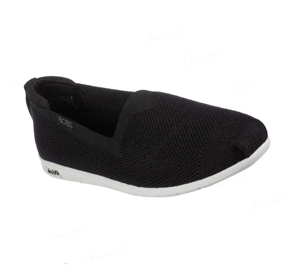 Zapatillas Sin Cordones Skechers Arch Fit BOBS Plush Mujer Negras Blancas | 5129A_AR