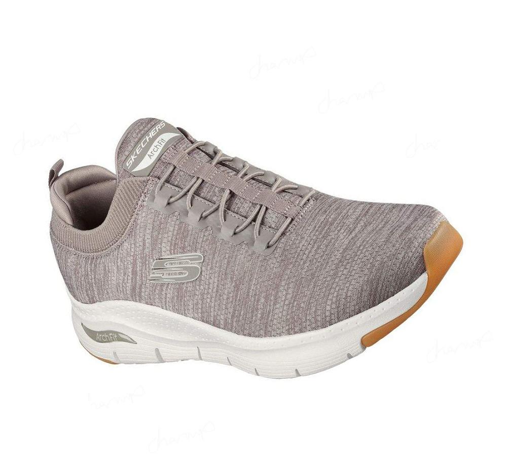 Zapatillas Sin Cordones Skechers Arch Fit - Waveport Hombre Gris Marrones | 5625X_AR