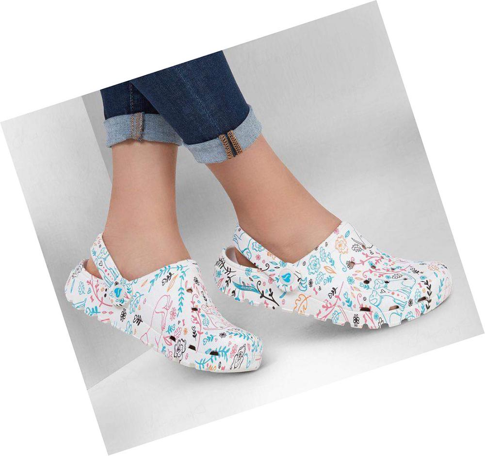 Zapatillas Sin Cordones Skechers Foamies: Arch Fit Footsteps - Flower Pups Mujer Blancas Multicolor | 555AC_AR