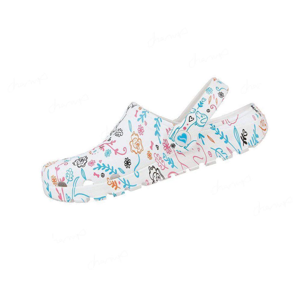 Zapatillas Sin Cordones Skechers Foamies: Arch Fit Footsteps - Flower Pups Mujer Blancas Multicolor | 555AC_AR