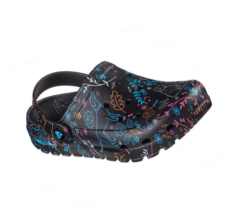 Zapatillas Sin Cordones Skechers Foamies: Arch Fit Footsteps - Flower Pups Mujer Negras Multicolor | 55T9B_AR