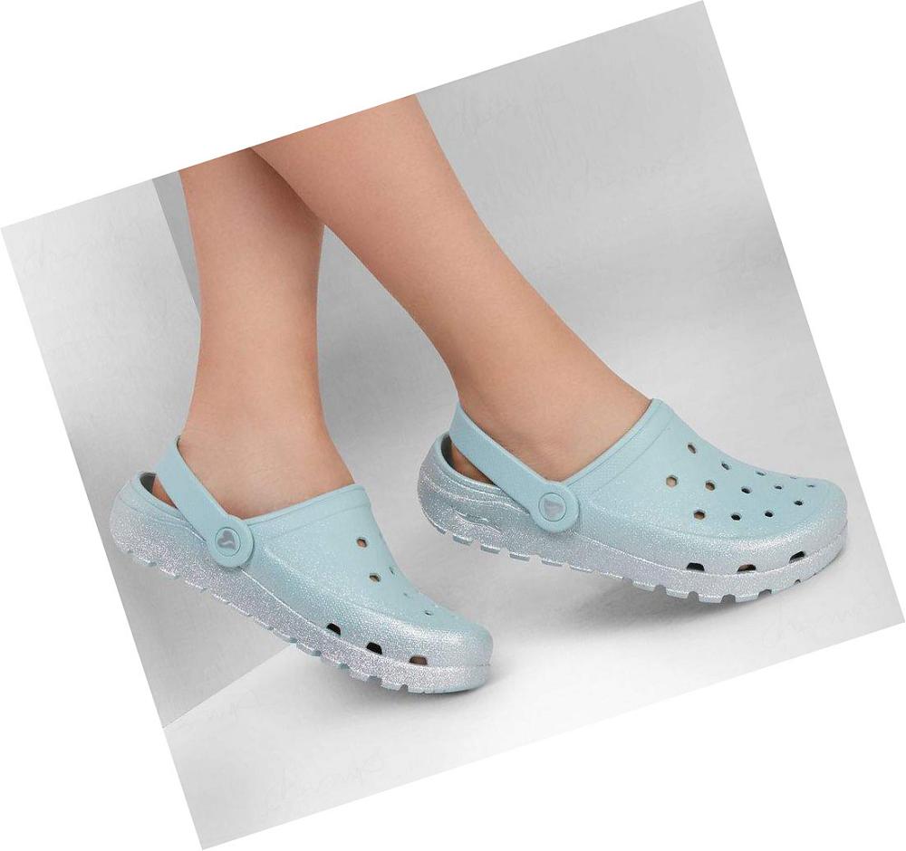 Zapatillas Sin Cordones Skechers Foamies: Arch Fit Footsteps - Sparks Fly Mujer Azules Claro Plateadas | 5AT9E_AR