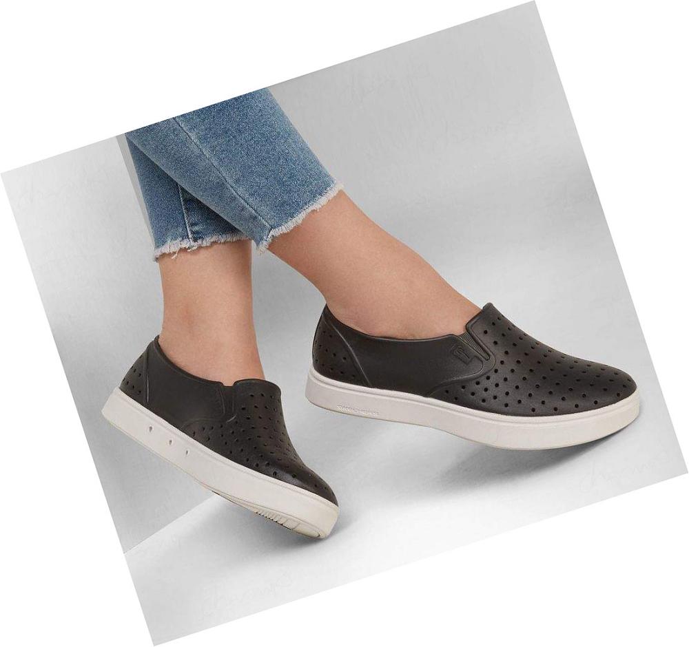 Zapatillas Sin Cordones Skechers Foamies: Vista - Pier Avenue Mujer Negras Blancas | A321A_AR