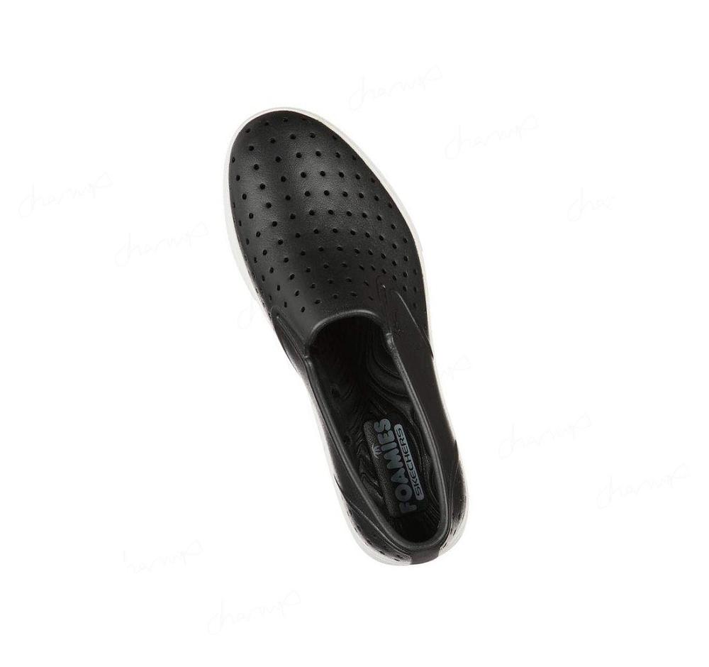 Zapatillas Sin Cordones Skechers Foamies: Vista - Pier Avenue Mujer Negras Blancas | A321A_AR