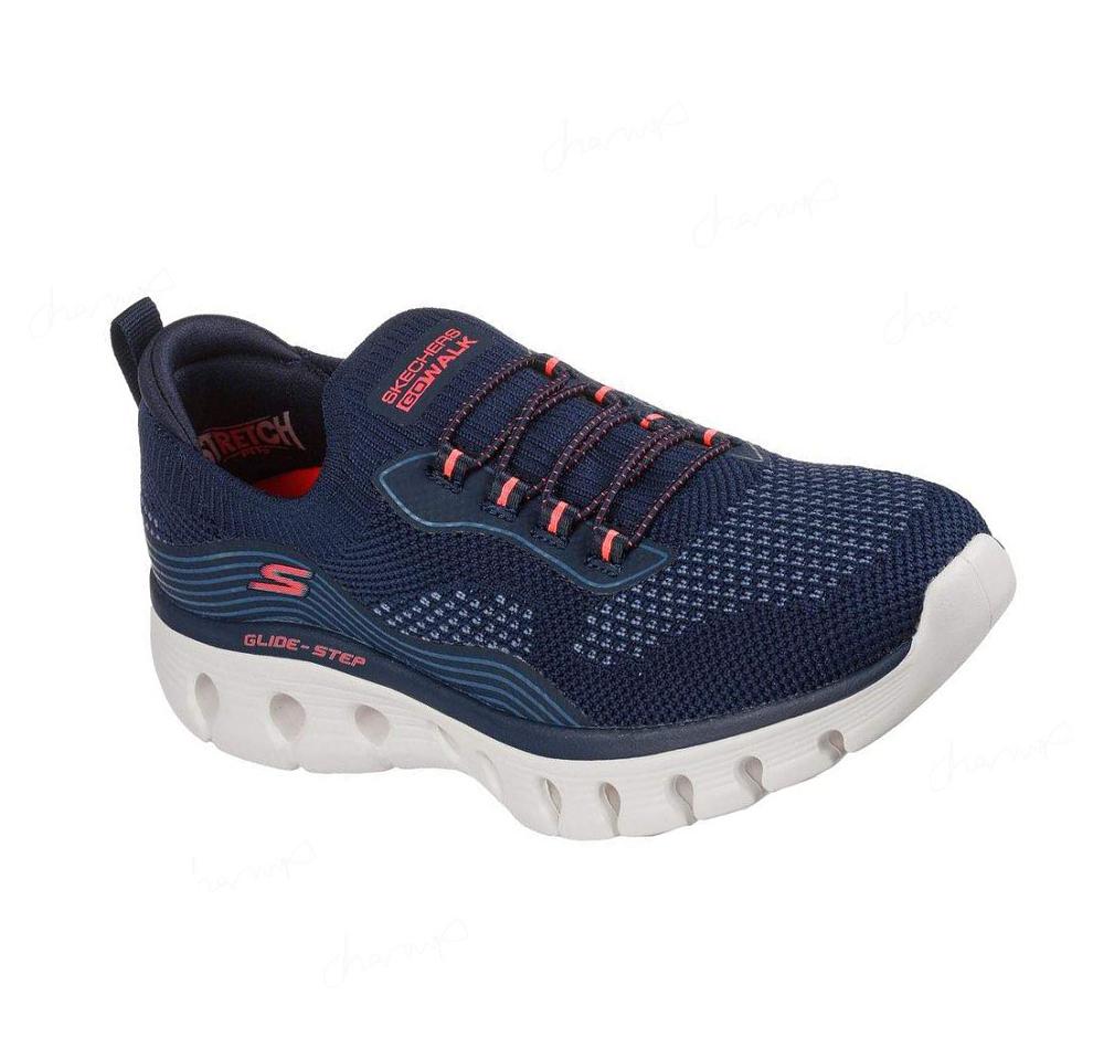 Zapatillas Sin Cordones Skechers GO WALK Glide-Step Flex - Silver Spirit Mujer Azul Marino Coral | 5038R_AR