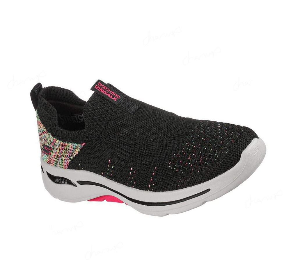 Zapatillas Sin Cordones Skechers GOwalk Arch Fit - Fun Times Mujer Negras Multicolor | 5388L_AR