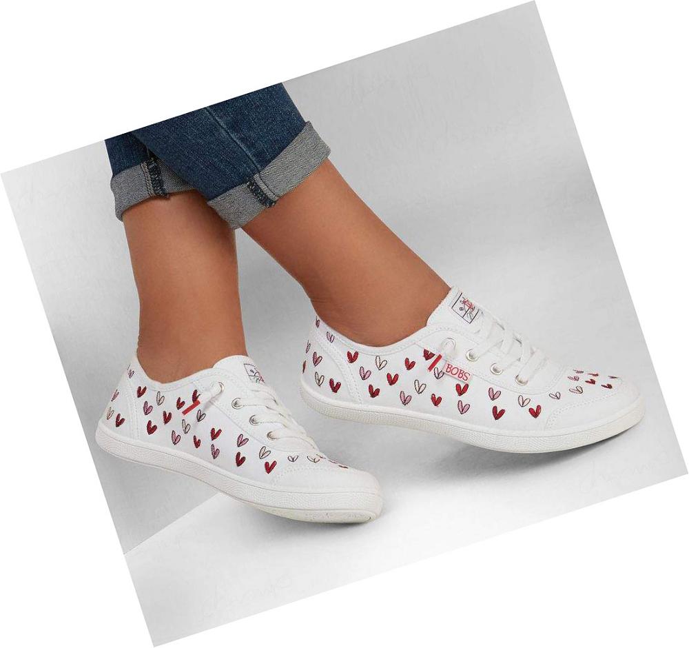 Zapatillas Sin Cordones Skechers JGoldcrown: BOBS B Cute - Love Brigade Mujer Blancas Rojas Rosas | A3TAL_AR