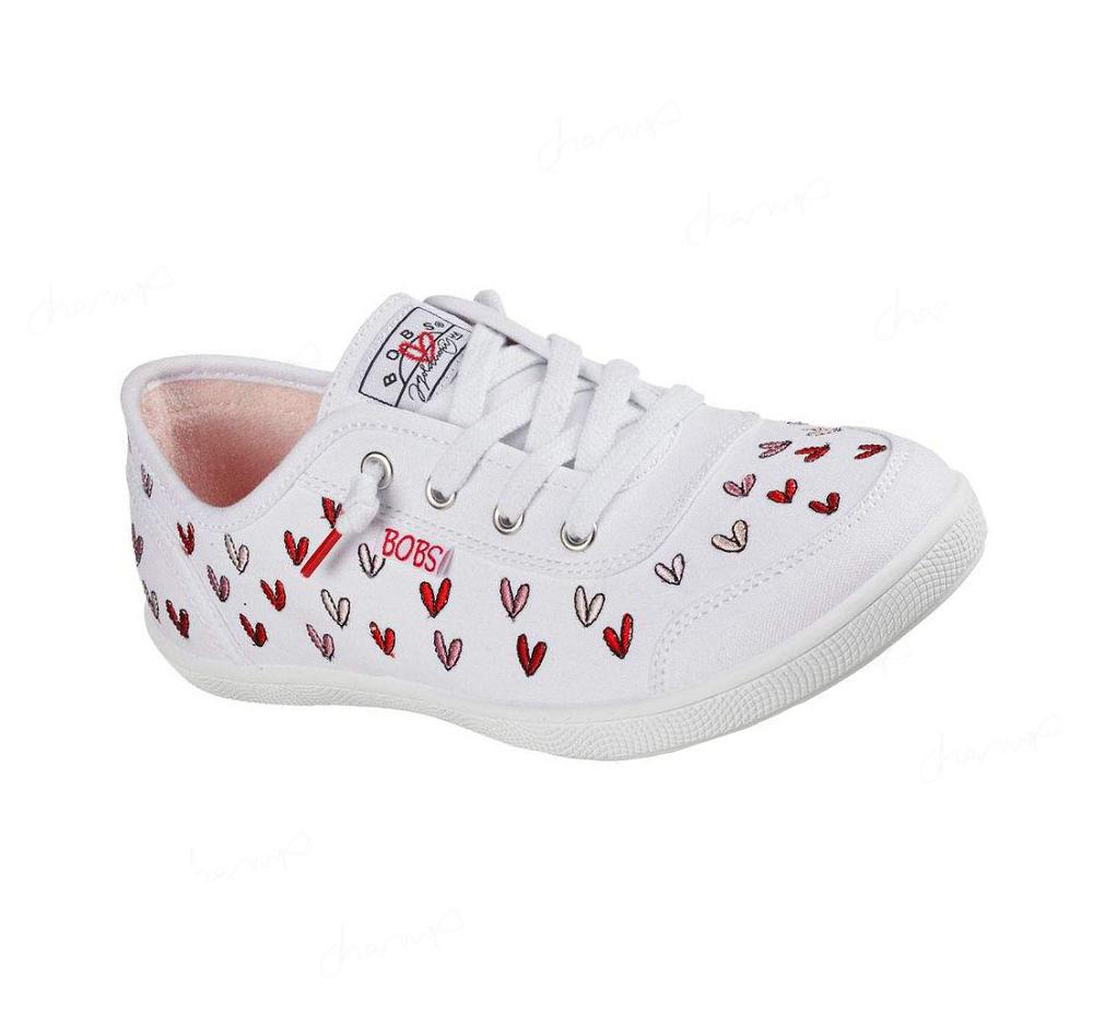 Zapatillas Sin Cordones Skechers JGoldcrown: BOBS B Cute - Love Brigade Mujer Blancas Rojas Rosas | A3TAL_AR